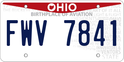 OH license plate FWV7841