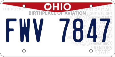 OH license plate FWV7847