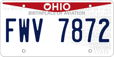 OH license plate FWV7872