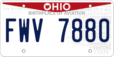 OH license plate FWV7880
