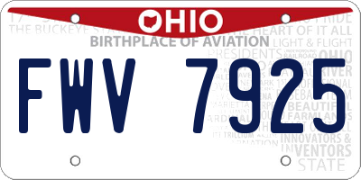 OH license plate FWV7925