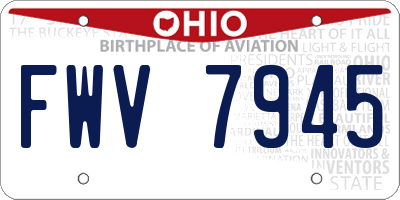 OH license plate FWV7945