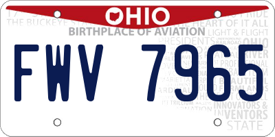 OH license plate FWV7965