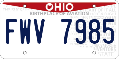 OH license plate FWV7985