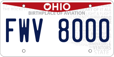 OH license plate FWV8000