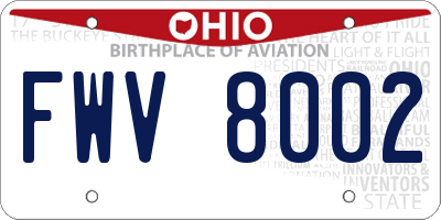 OH license plate FWV8002