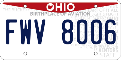 OH license plate FWV8006