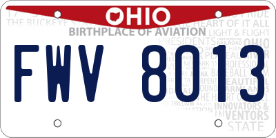 OH license plate FWV8013