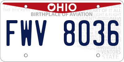 OH license plate FWV8036
