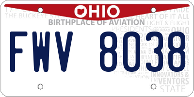 OH license plate FWV8038