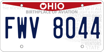 OH license plate FWV8044