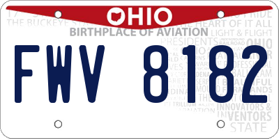 OH license plate FWV8182