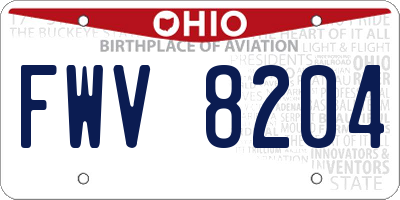 OH license plate FWV8204