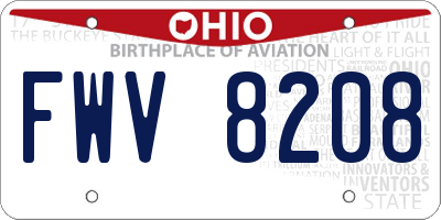 OH license plate FWV8208