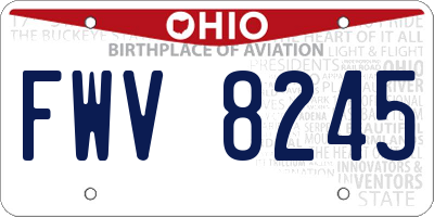 OH license plate FWV8245