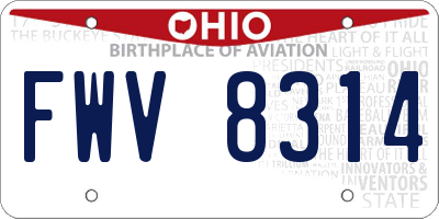OH license plate FWV8314
