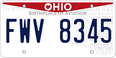 OH license plate FWV8345