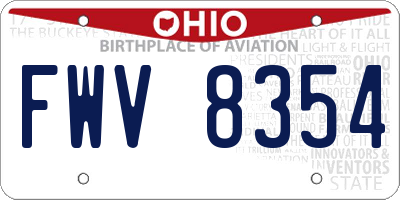 OH license plate FWV8354