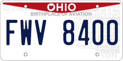 OH license plate FWV8400