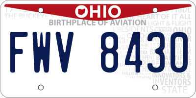 OH license plate FWV8430