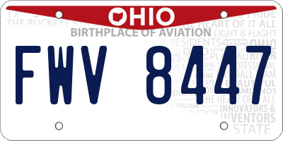 OH license plate FWV8447