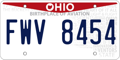OH license plate FWV8454