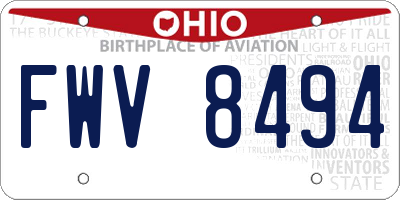 OH license plate FWV8494