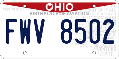 OH license plate FWV8502