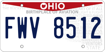OH license plate FWV8512