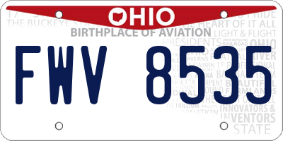 OH license plate FWV8535