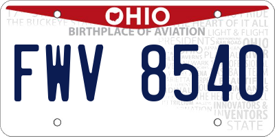 OH license plate FWV8540