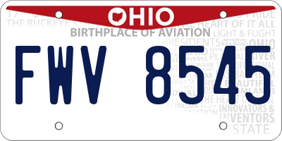 OH license plate FWV8545