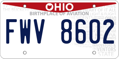 OH license plate FWV8602