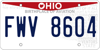 OH license plate FWV8604