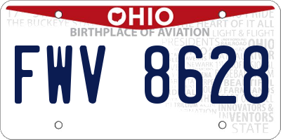 OH license plate FWV8628
