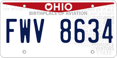 OH license plate FWV8634