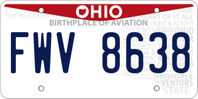 OH license plate FWV8638