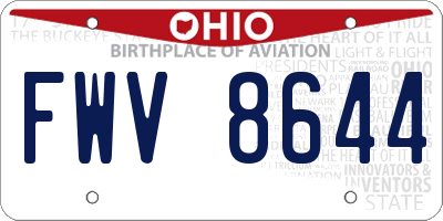 OH license plate FWV8644