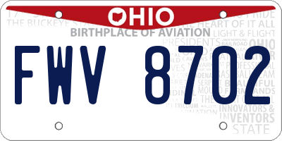 OH license plate FWV8702