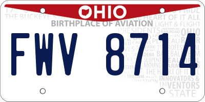 OH license plate FWV8714