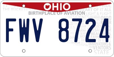 OH license plate FWV8724