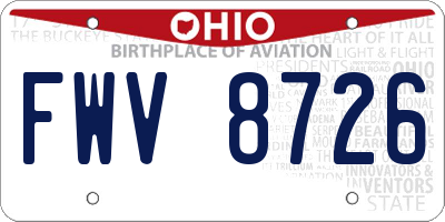 OH license plate FWV8726
