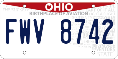 OH license plate FWV8742