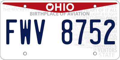 OH license plate FWV8752