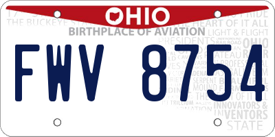 OH license plate FWV8754