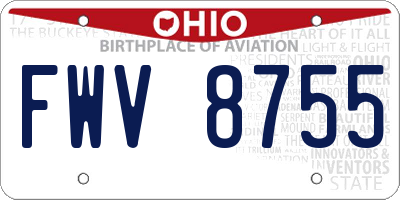OH license plate FWV8755