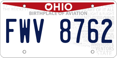 OH license plate FWV8762