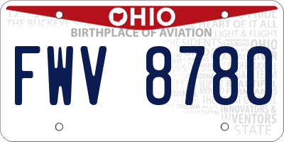 OH license plate FWV8780
