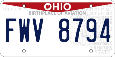 OH license plate FWV8794
