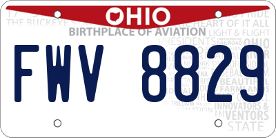 OH license plate FWV8829